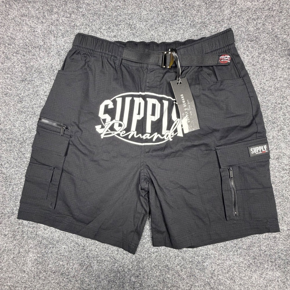 Supply & Demand NYC Mens Black Ripstop Cargo Shorts Streetwear Size Medium
